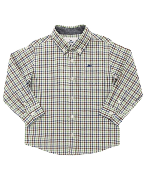 LS Dress Shirt- Navy/Aspen Green