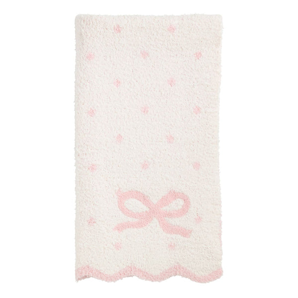 Bow/Pink Dot Chenille Blanket