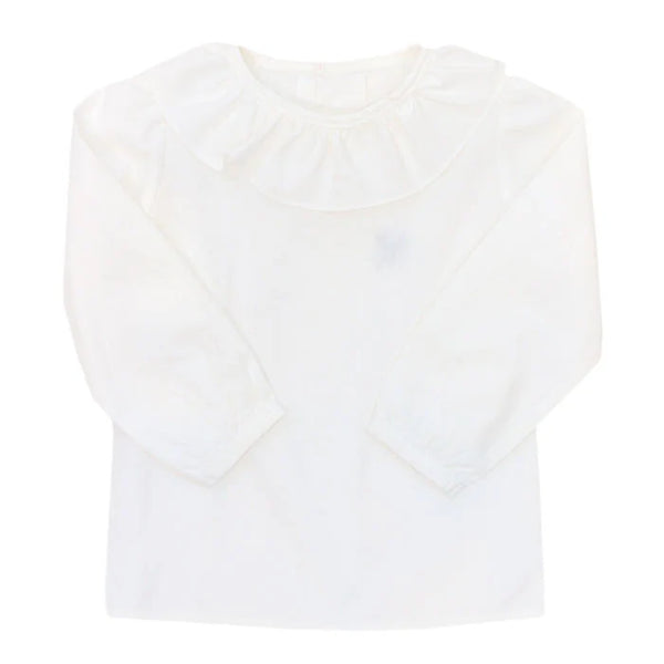 Piped Ruffle Shirt- White