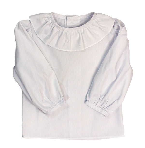 Piped Ruffle Shirt- White