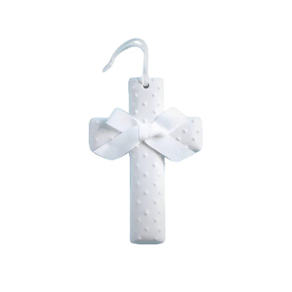 Ceramic Cross- White Dot