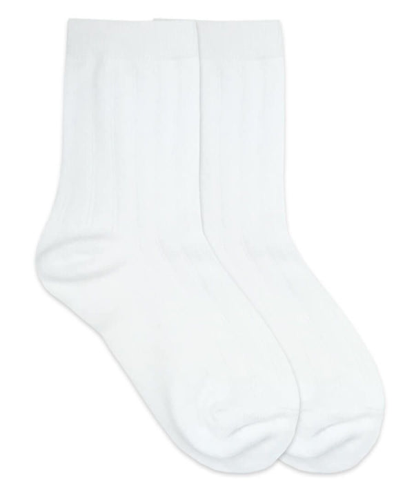 Cotton Rib Crew Socks 1 Pair- White