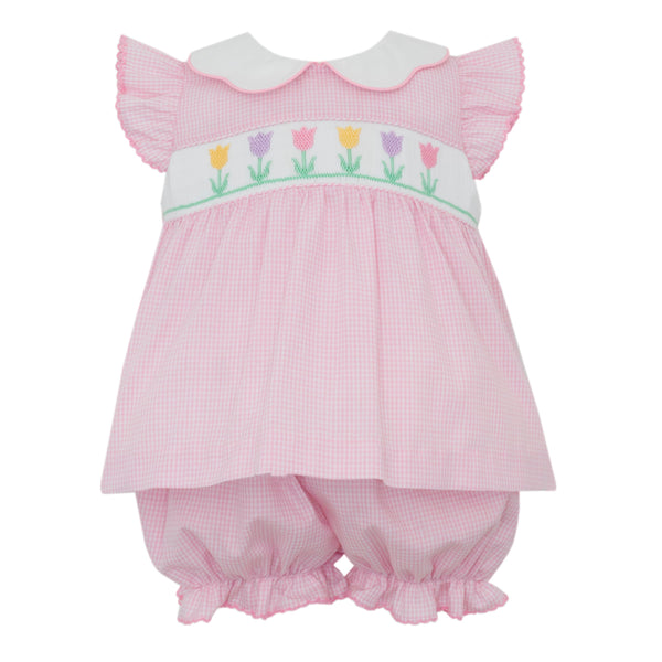 Spring Tulips Bloomer Set- Pink Gingham