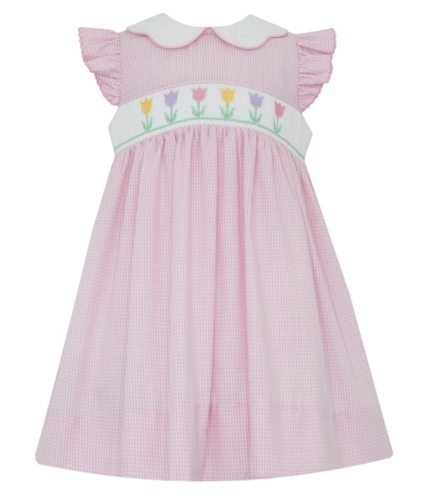 Spring Tulips Dress- Pink Gingham