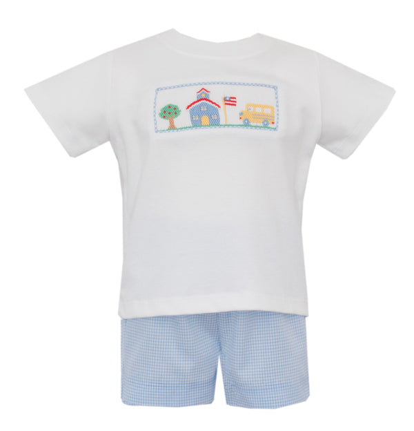 School House Short Set- Lt. Blue Gingham