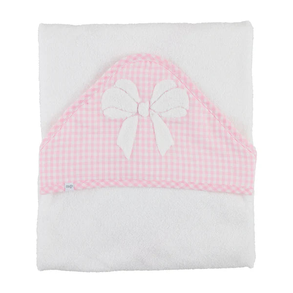 Bow/Pink Gingham Hooded Towel