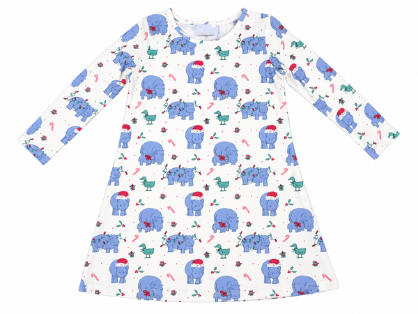 Charlotte Play LS Dress- I Want a Hippopotamus for Christmas