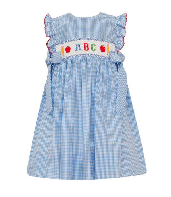 ABC Sleeveless Dress W/ Side Bows- Peri Blue Gingham