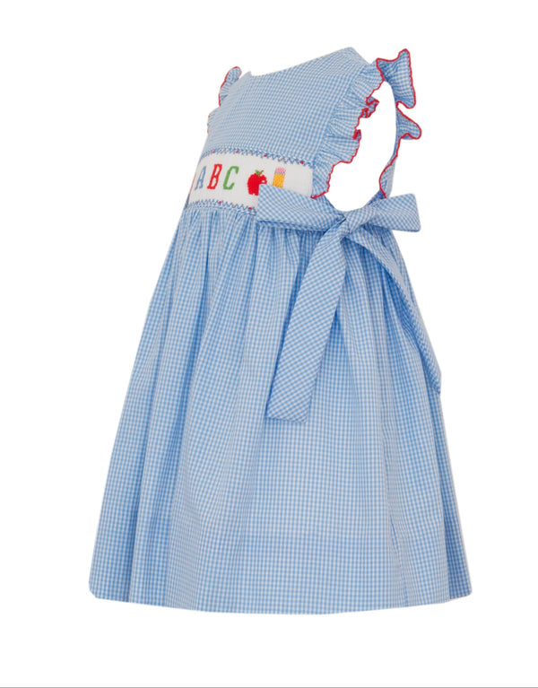 ABC Sleeveless Dress W/ Side Bows- Peri Blue Gingham