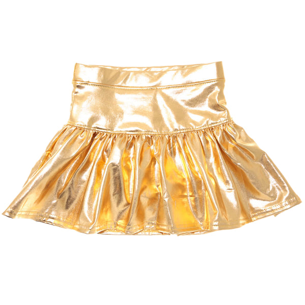 Slick Metallic Gathered Skort- Gold