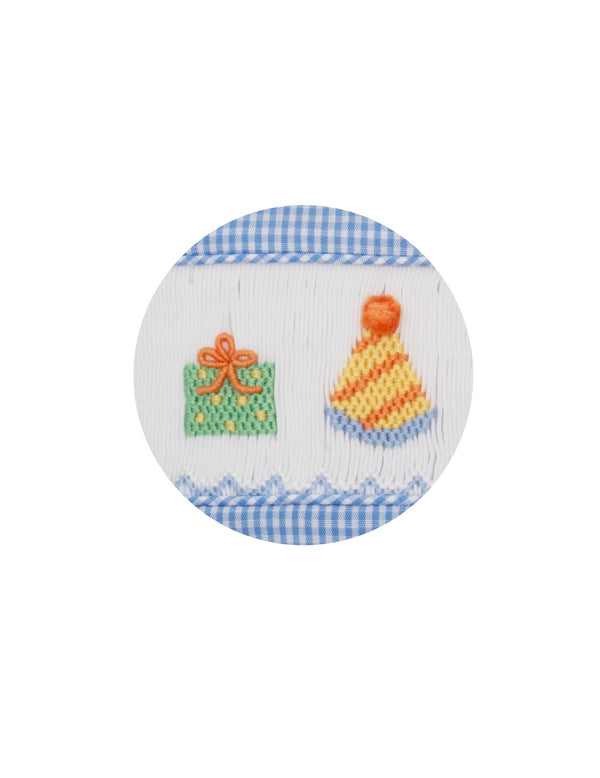 Birthday S/S Bubble- Lt. Blue Gingham