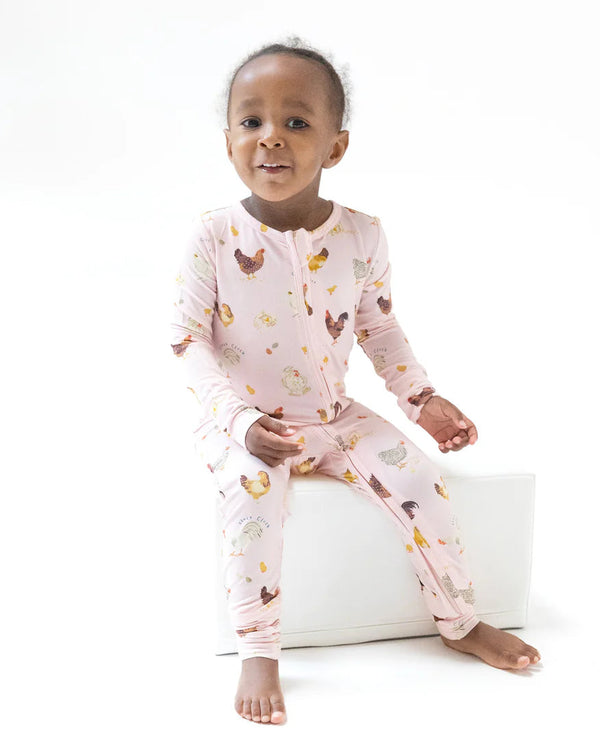 Collector Chickens 2 Way Zipper Romper- Light Pink