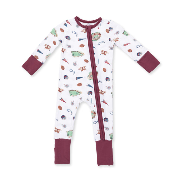 Vintage Football Convertible Romper- Ivory & Red