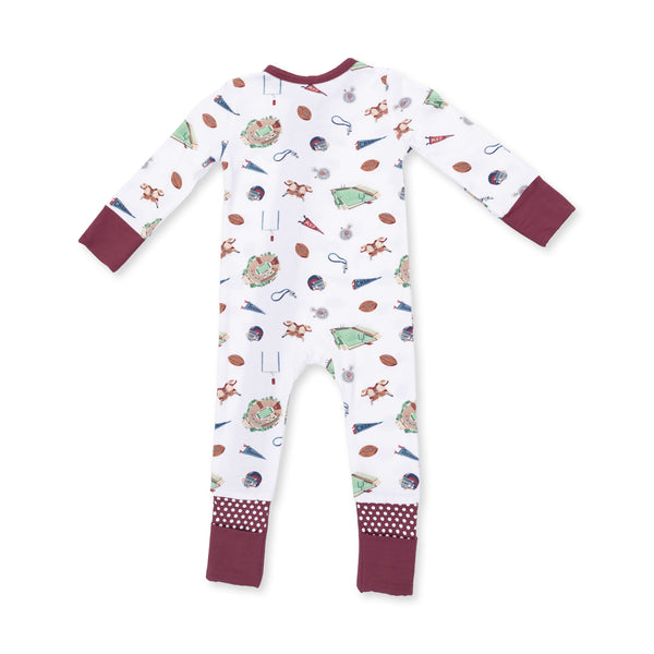Vintage Football Convertible Romper- Ivory & Red