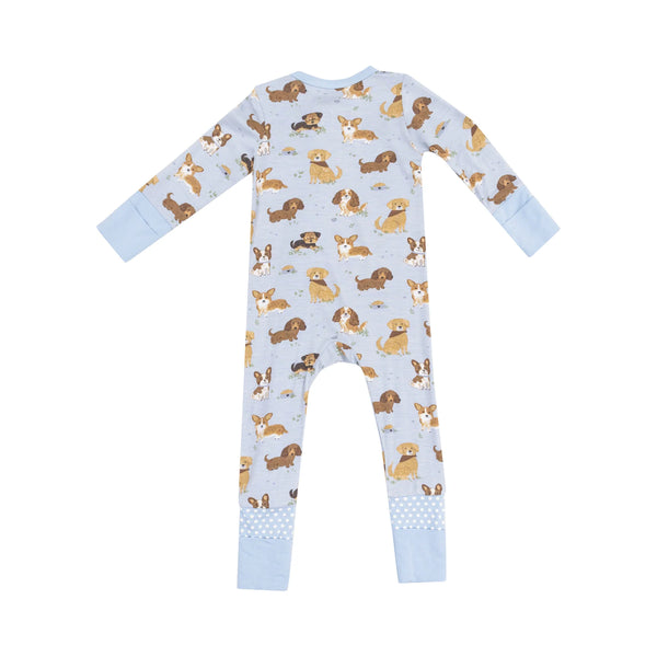 Best Friend Dogs 2 Way Zipper Romper- Blue