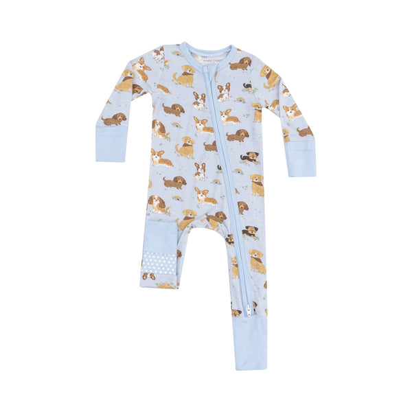 Best Friend Dogs 2 Way Zipper Romper- Blue