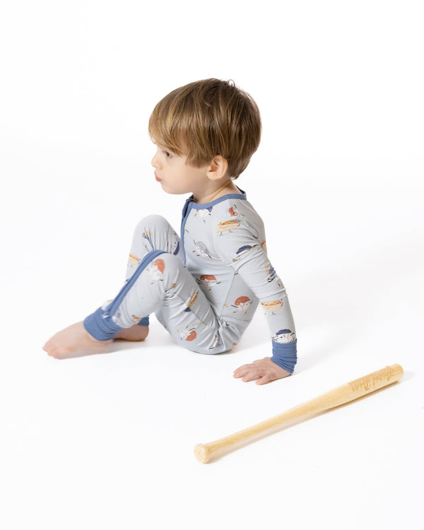 Baseballs Playing Baseball 2 Way Zipper Romper
