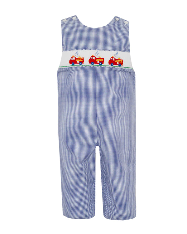 Firetrucks Long Jon Jon- Navy Blue Check