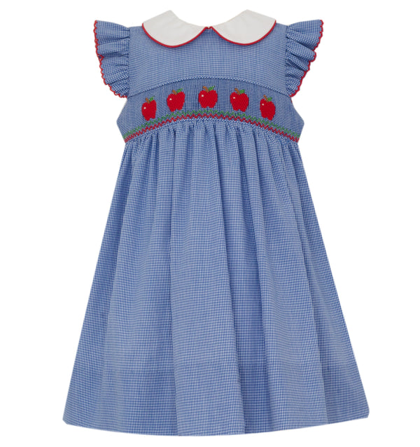 Apples Sleeveless Dress- Royal Blue Microcheck