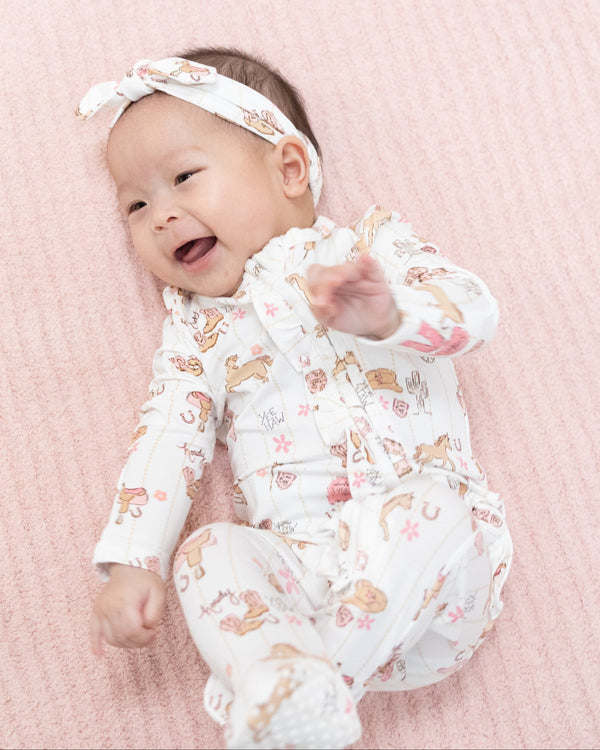 Cowgirl Nursery 2 Way Ruffle Zipper Footie