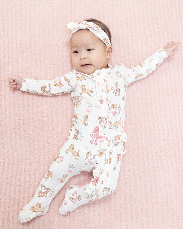 Cowgirl Nursery 2 Way Ruffle Zipper Footie