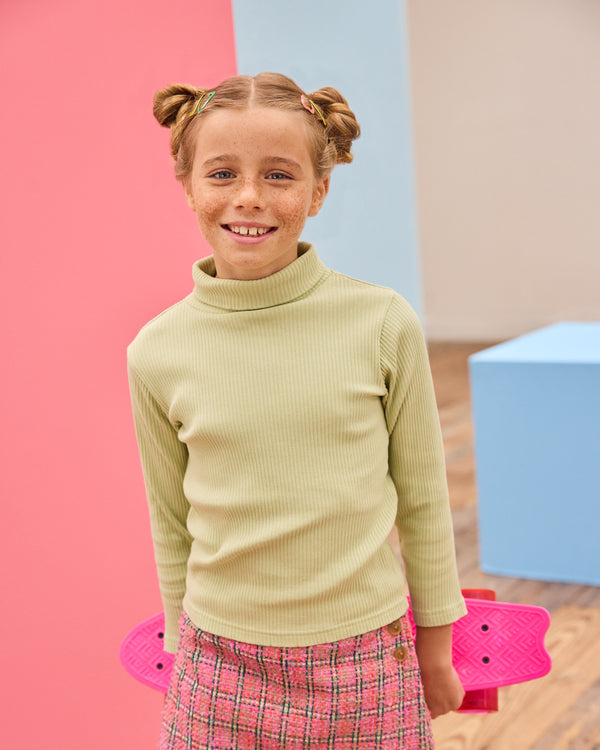 Ribbed Turtleneck- Pistachio Ice Cream