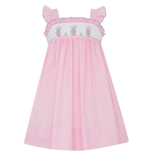 Golf Strap Sundress- Pink Microcheck