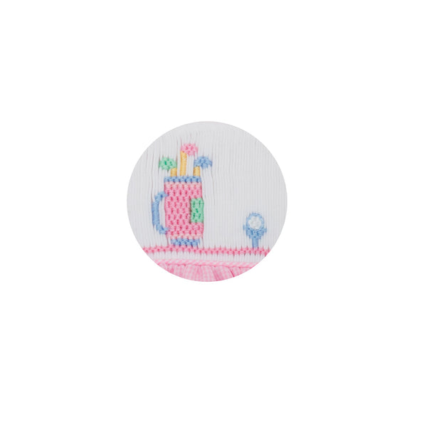 Golf Strap Sundress- Pink Microcheck