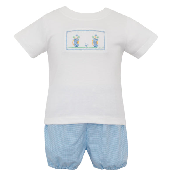 Golf Bloomer/Short Set- Lt. Blue Microcheck