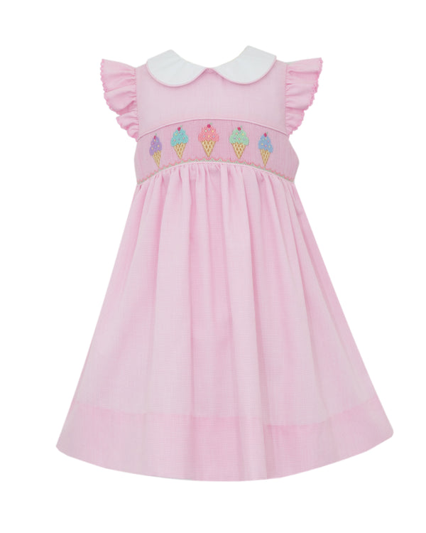 Ice Cream Sundress- Pink Microcheck