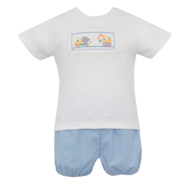 Trucks Short Set- Blue Gingham