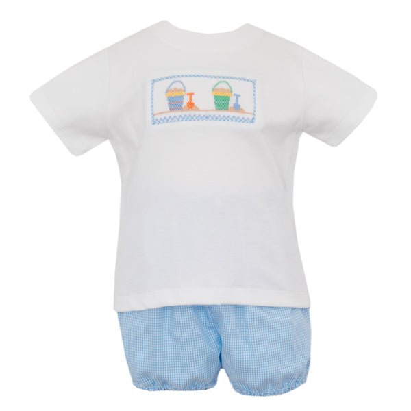 Sand Pails Bloomer/Short Set- Blue Check