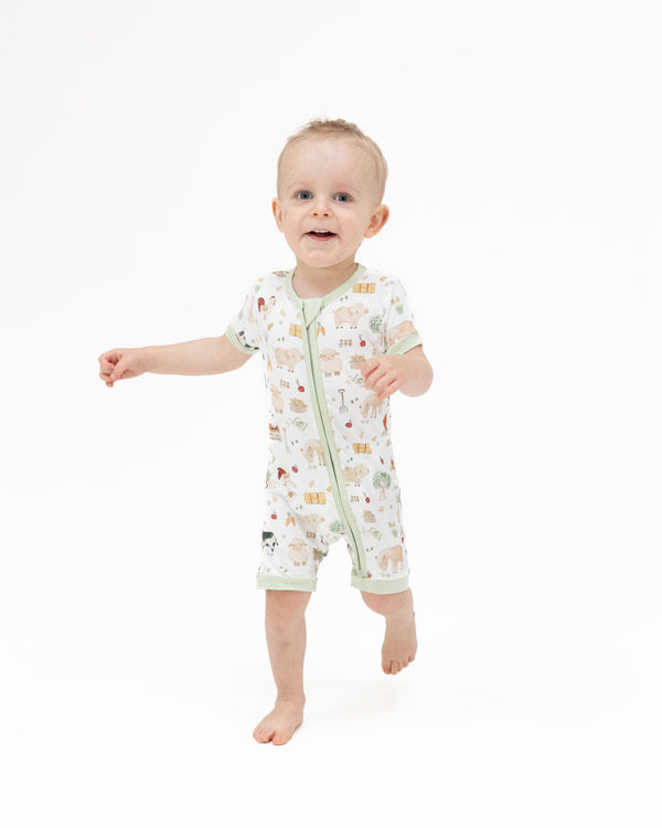 Cute Farm Animals 2 Way Zipper Romper