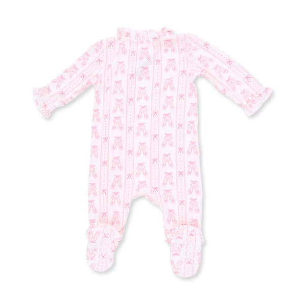 Ballet Shoes Ribbon Stripe Kimono Ruffle Snap Footie