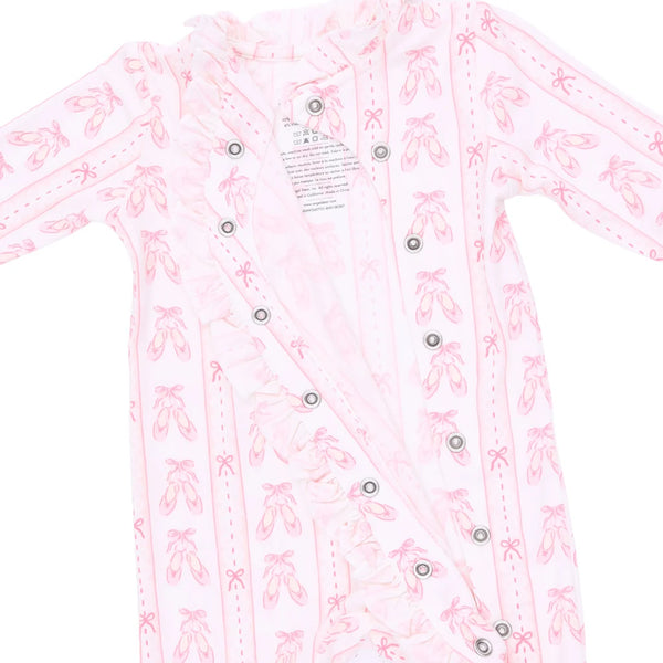 Ballet Shoes Ribbon Stripe Kimono Ruffle Snap Footie