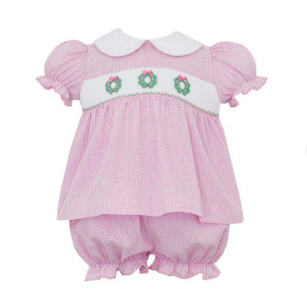 Wreaths Bloomer Set- Pink Gingham