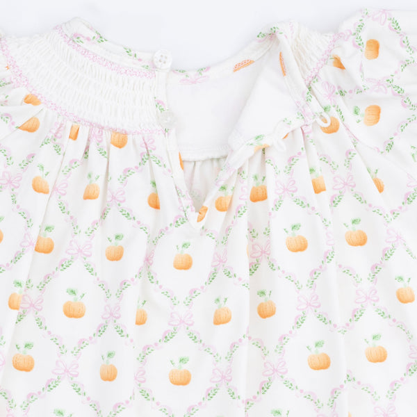 Pretty Pumpkin Trellis Bishop Dress