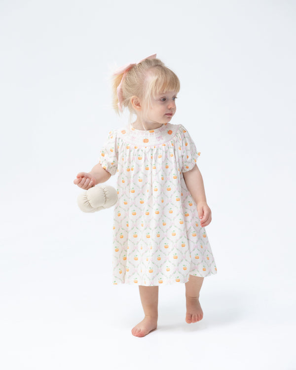 Pretty Pumpkin Trellis Bishop Dress