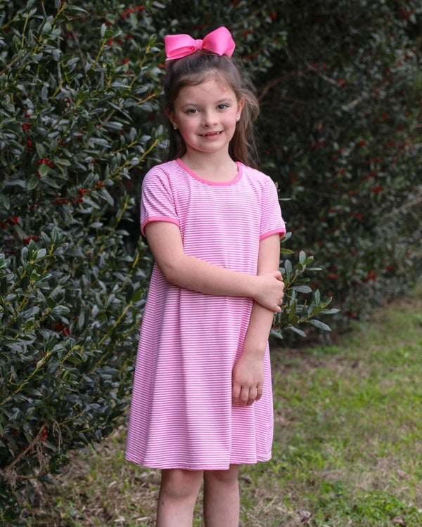 Sarah Dress Pink Stripe