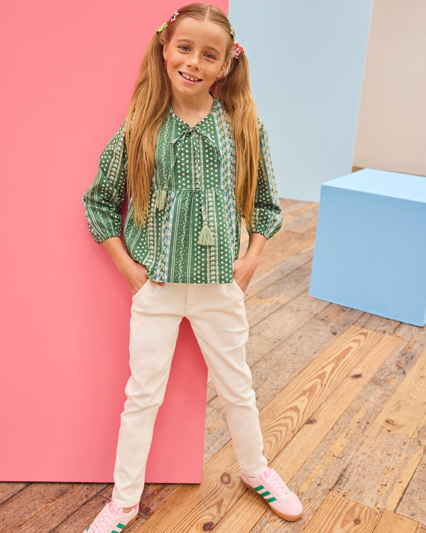Riviera Top- Fairfield Forest Stripe