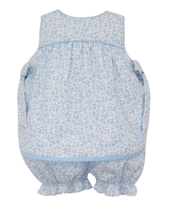 Lt. Blue Floral Bloomer Set W/ Side Bows