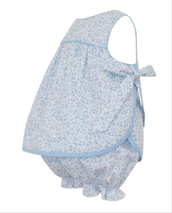 Lt. Blue Floral Bloomer Set W/ Side Bows