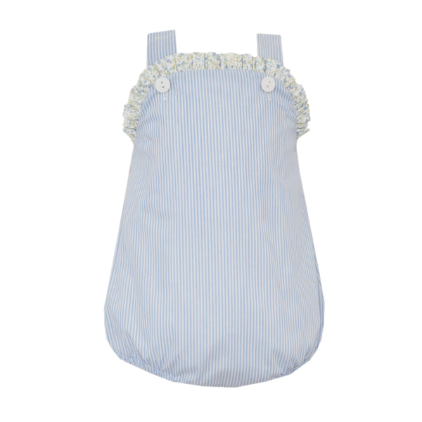 Strap Bubble W/ Blue Floral Trim- Lt. Blue Stripe