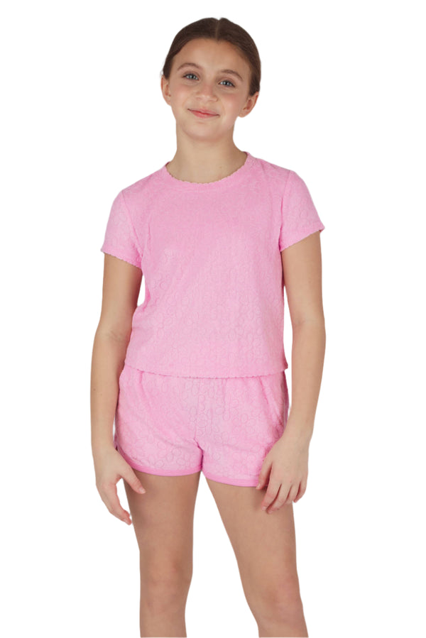 Towel Terry Short Set- Delicate Daisy Bonbon