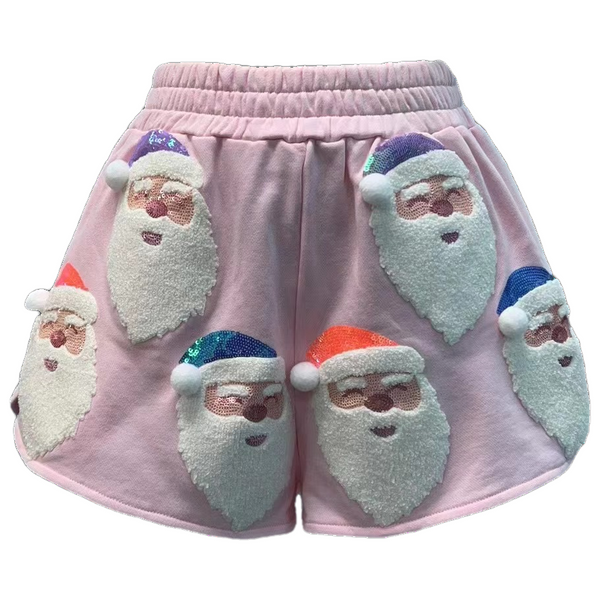 Light Pink Santa Shorts- Women's
