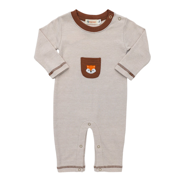 Fox Pocket Romper- Sand/White