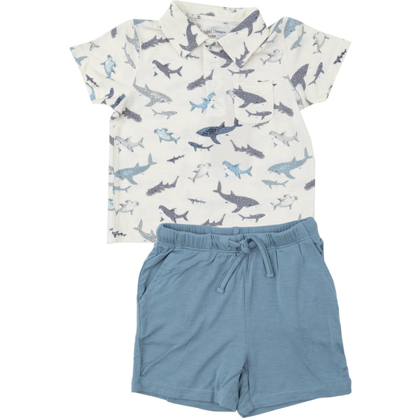 Polo Shirt & Short Set- Sharks
