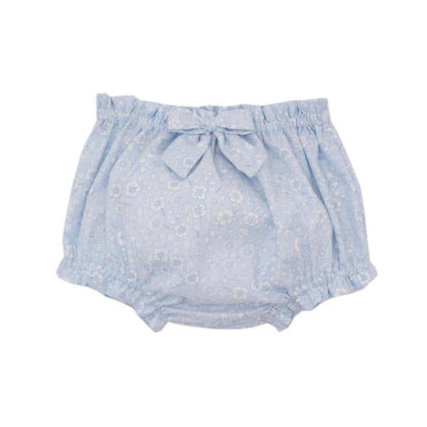 Blue Floral Daiper Set W/ Smocked Collar
