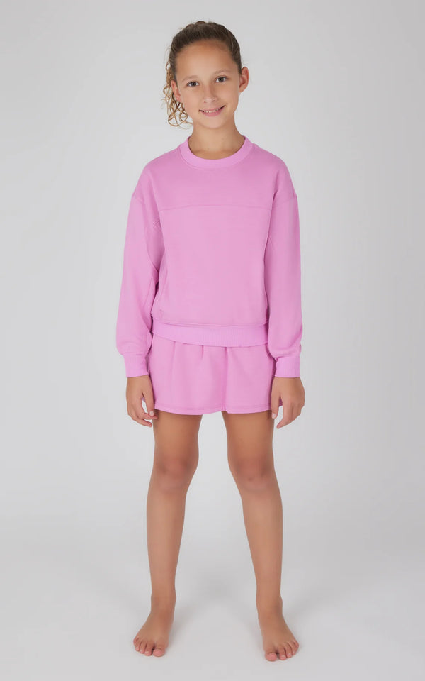 Terry Brushed Pullover Skort Set- Cyclamen