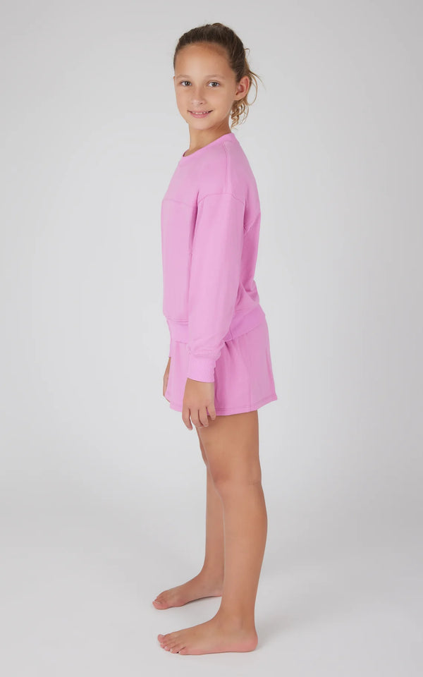 Terry Brushed Pullover Skort Set- Cyclamen
